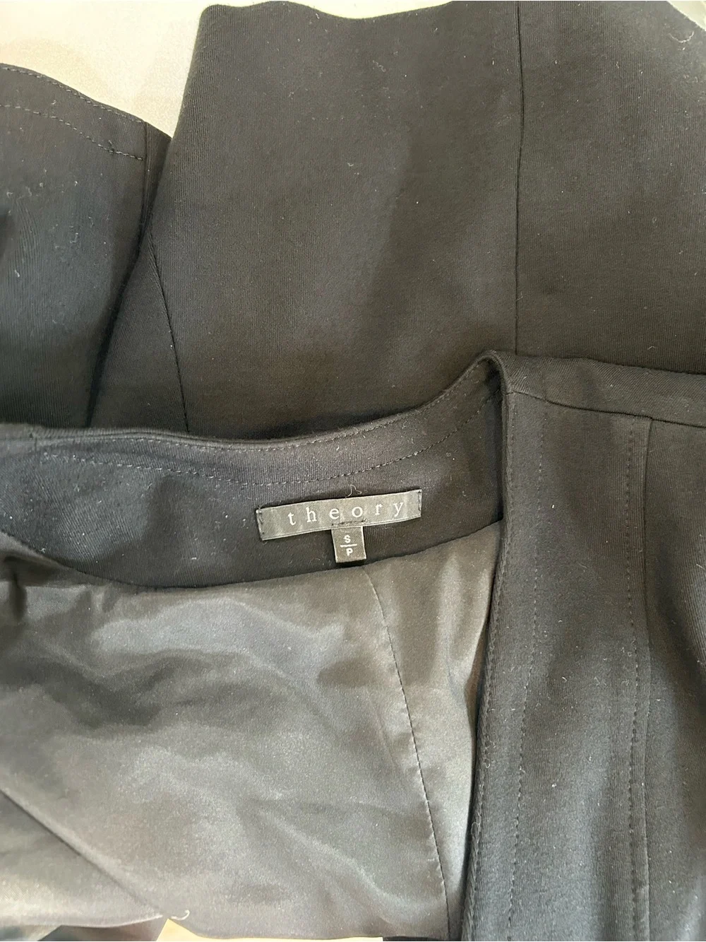 Theory Yaisa Black Open-Front Blazer Jacket with Leather Sleeves